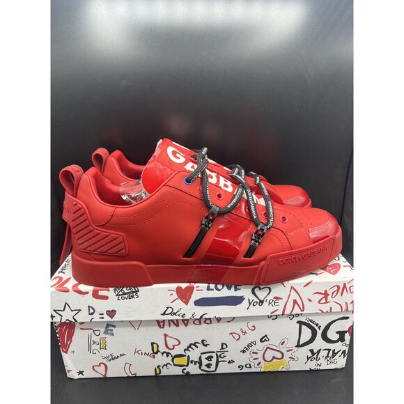 Dolce & Gabbana Portofino Calfskin Leather Red Sneakers EUR 45 / US 12 W/BOX main image 12